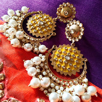 E0122_Gorgeous Meenakari earring with delicate Meenakari work  studded with stones and embellished with pearls