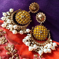 E0122_Gorgeous Meenakari earring with delicate Meenakari work  studded with stones and embellished with pearls