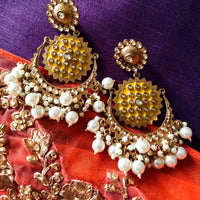 E0122_Gorgeous Meenakari earring with delicate Meenakari work  studded with stones and embellished with pearls