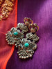 E0847_ Classy crafted pattern German silver oxidized danglers with a touch of stones along with bead drops.