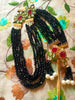 N0128_Gorgeous black Crystal necklace set studded with kundan stones.