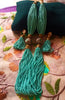 N0123_Gorgeous layered Sea green colored bead necklace set along with side pendants.