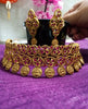 N0355_Classic style matte polish choker Necklace with delicate designs & patterns studded with a touch of semi Precious pink ruby stones.