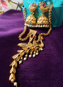 N0139_Gorgeous Gold plated  necklace with peacock design.