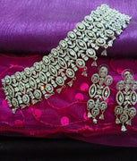 N0361_Gorgeous broad American Diamond engraved choker necklace with delicate craft work.