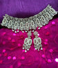 N0362_Gorgeous dazzling choker necklace with delicate craft work embellished with American Diamond stones