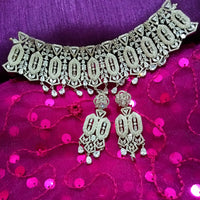 N0362_Gorgeous dazzling choker necklace with delicate craft work embellished with American Diamond stones