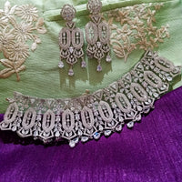 N0362_Gorgeous dazzling choker necklace with delicate craft work embellished with American Diamond stones