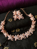 N0372_Gorgeous floral design American Diamond stones studded necklace set.