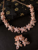 N0372_Gorgeous floral design American Diamond stones studded necklace set.