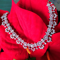 N0369_Elegant dazzling American Diamond stones embellished necklace set with delicate stone work.