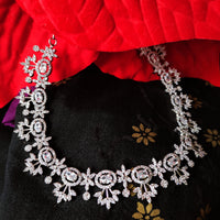 N0369_Elegant dazzling American Diamond stones embellished necklace set with delicate stone work.