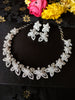 N0366_Beautiful American Diamond stones embellished floral pattern necklace set.