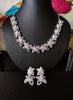 N0366_Beautiful American Diamond stones embellished floral pattern necklace set.