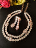 N0367_Classy layered American Diamond stones embellished floral necklace set with delicate craft work.