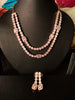 N0367_Classy layered American Diamond stones embellished floral necklace set with delicate craft work.