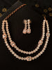 N0367_Classy layered American Diamond stones embellished floral necklace set with delicate craft work.