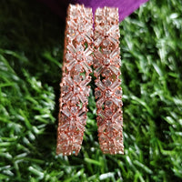 B0240_Lovely Rose gold bangle with delicate design embellished with American Diamond stones.
