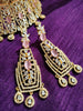 N0360_Ravishing broad golden American Diamond engraved choker necklace with delicate craft work with a touch of delicate stone work.