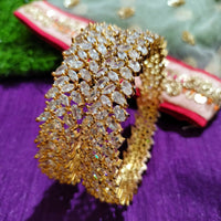 B014_Classy Style Gold Plated Bangles studded  with American Diamond stones.