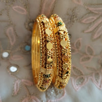 B0246_Gorgeous style Gold plated bangles with delicate craft work of beads.