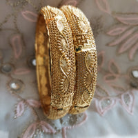 B0247_Classic Gold plated bangles with delicate craft work.