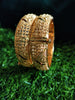 B0249_Gorgeous broad Traditional style Gold plated bangles with delicate craft work.
