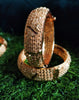 B0249_Gorgeous broad Traditional style Gold plated bangles with delicate craft work.