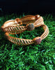 B0250_Lovely Trendy style Gold plated bangles with delicate craft work with a touch of ruby stones.