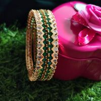 B0251_Lovely Trendy style American Diamond bangles with delicate work with a touch of green stones.