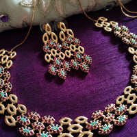 N0376_Classic  gold plated American Diamond stones embellished with multicolor stones.