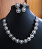 N0377_Classic Pearl embellished designer American Diamond necklace set.