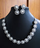 N0377_Classic Pearl embellished designer American Diamond necklace set.