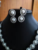 N0377_Classic Pearl embellished designer American Diamond necklace set.