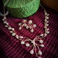 N0395_Elegant designer rose gold American Diamond necklace set with delicate work.