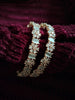 B0259__Elegant designer bangles with delicate designs studded with american diamond stones with a touch of ash color stones.