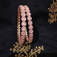 B0260_Elegant Rose Gold bangles embellished with dazzling American Diamond stones