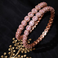 B0260_Elegant Rose Gold bangles embellished with dazzling American Diamond stones