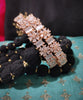 B0259__Elegant designer bangles with delicate designs studded with american diamond stones with a touch of ash color stones.