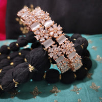 B0259__Elegant designer bangles with delicate designs studded with american diamond stones with a touch of ash color stones.