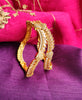 B0267_Lovely designer Gold plated bangles studded with  American Diamond  stones with delicate stone work.