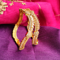 B0267_Lovely designer Gold plated bangles studded with  American Diamond  stones with delicate stone work.