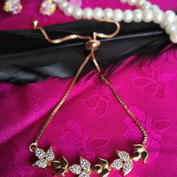 B0269_Lovely leafy design bracelets studded with delicate work of american diamond stones.