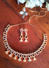 N0410_Classy golden necklace embellished with american diamond stones with delicate patterns.