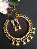 N0410_Classy golden necklace embellished with american diamond stones with delicate patterns.