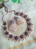 N0409_Gorgeous necklace embellished with american diamond stones with a touch of blue stones with delicate work.