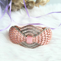 B0272_Gorgeous grand bracelets studded with delicate work of american diamond stones with a touch of pink stones.