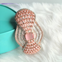 B0272_Gorgeous grand bracelets studded with delicate work of american diamond stones with a touch of pink stones.