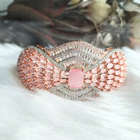 B0272_Gorgeous grand bracelets studded with delicate work of american diamond stones with a touch of pink stones.