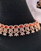 N0429_Elegant designer american diamond embellished necklace with a touch of red stone work.